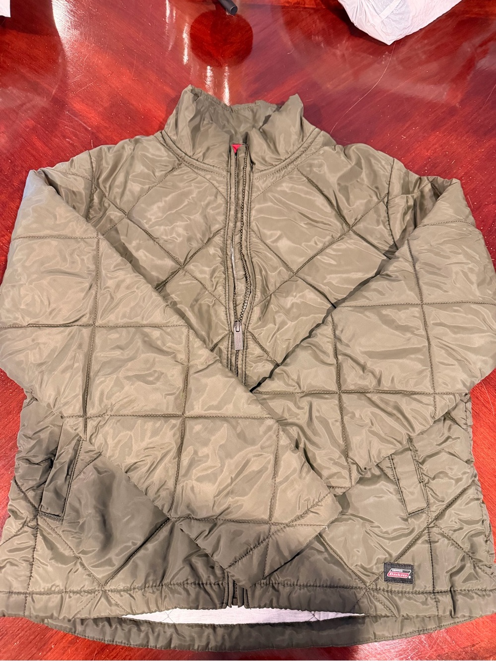 Dickes Quilted Olive Green Zip Front Jacket